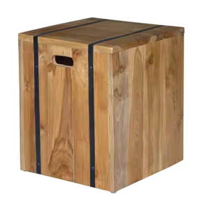 Minimalist Design Teak Wood <b>Side</b> <b>Table</b> from Premium Material with Holes for Durable Terrace and Home Decor - Product Image 3