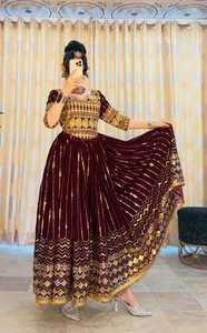 Customized Afghan Kuchi <b>Dress</b> Women Heavy Embroidery Velvet Fabric Afghan <b>Dress</b> Knee-Length Long Sleeves Breathable Casual <b>Dress</b> - Product Image 2