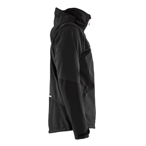 Veste en polaire à capuche noire pour homme, coupe-vent, fermeture éclair, vêtements d'hiver décontractés, coupe régulière, couleur unie, matière polyester - Product Image 4