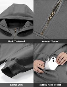 Vente en gros – Sweat à capuche oversize pour homme 400 g/m² avec fermeture éclair quart de tour, respirant, style streetwear, en molleton épais coton-polyester, personnalisable avec logo - Product Image 5