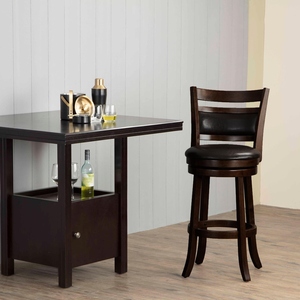 Acardi PU Leather Swivel <b>Bar</b> <b>Stool</b> Brown Solid Color Commercial Use Metal Base <b>Adjustable</b> Counter <b>Height</b> Kitchen Furniture - Product Image 6
