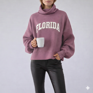 Sweat-shirt élégant pour femme à col montant, en molleton brossé doux, coupe ample, pull décontracté d'hiver, service OEM ODM - Product Image 1