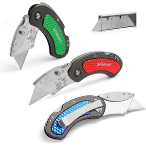 Set di 3 Coltelli Pieghevoli Multiuso con Cambio Rapido della Lama e 10 Lame Extra, Meccanismo di Blocco Posteriore - Product Image 1