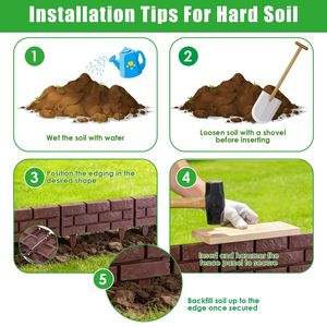 12 unidades de valla flexible para jardín con efecto piedra, de PP, resistente a la intemperie, decorativa, para bordes de césped, caminos, macizos de flores y trellises - Product Image 6