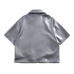 Satin Bomber Jacket <b>Box</b> Fit Winter Stand Collar Zipper Front Solid Color Casual Eco-Friendly Breathable High Quality Finished - Product Image 2