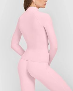 Chaqueta deportiva de cuello alto para mujer, estilo Lulu, ajustada, con cremallera completa, orificios para los pulgares, para correr, top de gimnasio que realza el contorno, ropa deportiva transpirable - Product Image 2