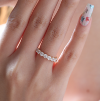 Bague de mariage OEC de luxe en or jaune massif 14 carats avec diamants de laboratoire taille ancienne européenne 3,5 mm, style vintage demi-éternité à 7 pierres, très tendance
