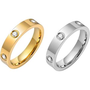Anelli Sottili da Donna in Acciaio Inossidabile Placcato Oro 18K con Zirconia Cubica, Fascia dell'Amicizia per Matrimoni e Feste, Gioielli di Tendenza, Regalo - Product Image 1