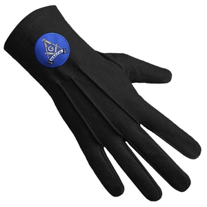 Gants en coton noir pur Master Mason Blue Lodge avec broderie ronde bleue Fabrication sur mesure - Product Image 3