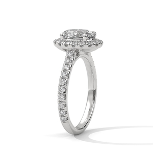 High Selling Solitaire Halo <b>Ring</b> With Oval Cut Lab Grown Diamond 14k White <b>Gold</b> <b>Ring</b> With Paved <b>Set</b> Band With Round Cut Diamonds - Product Image 2