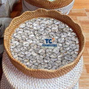 ถาดเสิร์ฟสองชั้นลายมุกหวาย จัดส่งรวดเร็ว เป็นมิตรกับสิ่งแวดล้อม เหมาะสำหรับห้องนั่งเล่น ดีไซน์ทันสมัย - Product Image 1