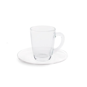Taza de café Excelsa con platillo 9 cl, cristal transparente Florence, juego de 6 - Product Image 1