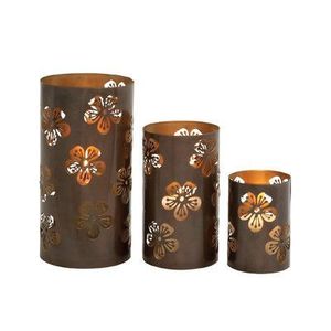 Decorative Black Iron <b>Lantern</b> <b>Candle</b> <b>Holder</b> With Gold Floral Pattern Heat Resistant Home Decoration - Product Image 3