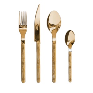 Ensemble de couverts dorés incrustés de nacre, décoration de mariage, accessoires de table, couverts de luxe, articles cadeaux - Product Image 1