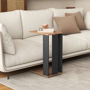 2-Tier <b>C</b>-Shaped Nightstand with Universal Wheels and Shelf Elegant <b>Side</b> <b>Table</b> for Bedroom - Product Image 2