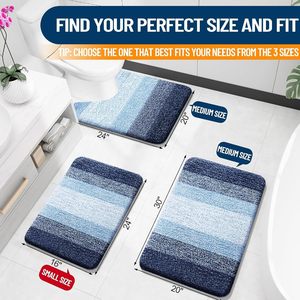 Hot Selling 17"x24" Microfiber Bath <b>Mat</b> Super Absorbent Non-Slip Floor Thick Plush Shaggy Tufted <b>Bathroom</b> Rug Washable Hotel - Product Image 2