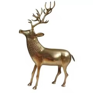 Sculptures en métal de rennes dorés et argentés, décoration classique de Noël, ornement artisanal - Product Image 2
