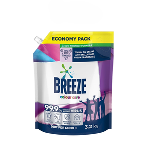 Détergent à lessive liquide Breeze Color Care 3.2kg Recharge pratique Action de nettoyage puissante tout en protégeant les couleurs du tissu - Product Image 1