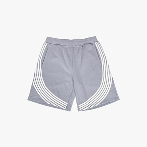 Shorts tricotés gris tendance pour hommes avec bandes latérales blanches, taille mi-haute, fermeture élastique, style décontracté et respirant, fournisseur OEM - Product Image 1