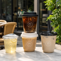 Vasos Negros de PET en Forma de U para Bebidas Frías, Café Helado, Latte y Té con Leche, Envases Desechables para Bebidas para Llevar