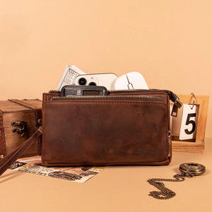 Pochette et porte-clés en cuir de luxe de haute qualité, conçus pour les réunions d'affaires et les déplacements, à prix abordable. - Product Image 4