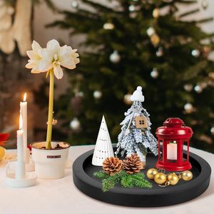 Modern Black Wooden Eco-Friendly Lacquered Finish Deluxe Serving <b>Tray</b> Living Room Dinner Room <b>Table</b> Centerpiece Accessories - Product Image 3