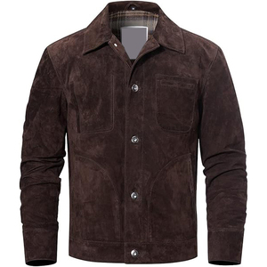 <b>Men's</b> Genuine Leather Full-Zip Casual Vintage Thick Outerwear <b>Jacket</b> Eco-Friendly Autumn - Product Image 1
