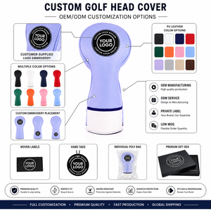 Fundas para Palos de Golf de Cuero Genuino con Logotipo Personalizado, Duraderas y de Alta Calidad, Impresión Digital, Cierre con Banda Elástica - Product Image 5