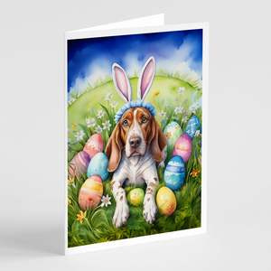 Whimsical American English Coonhound A7 Tamaño 5x7 Pack 8 Tarjetas de felicitación de notas en blanco con sobres para Easter Egg Hunt - Product Image 1