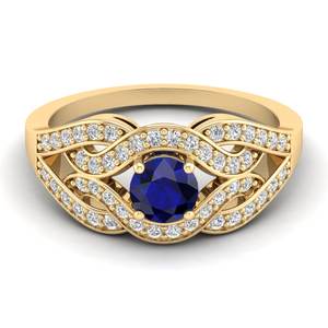 Anillo REYES de Zafiro Azul de Corte Redondo de 0.5 Quilates en Plata de Ley 925 con Moissanita, Anillos de Compromiso para Mujer - Product Image 6