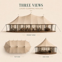 Tente de glamping BOTEEN, fabricant de tentes de luxe pour safari, villa en tissu Oxford 1200D, structure en acier, 8x16x5.2M, pour hôtel, camping et complexe hôtelier