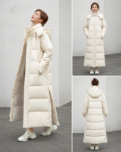 OEM Custom Logo Winter Long <b>Line</b> Puffer Style Jacket Women Hooded Down <b>Coat</b> Waterproof Windproof Thermal Outerwear - Product Image 5