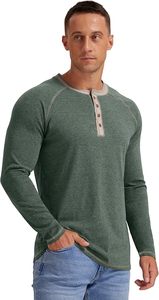 เสื้อยืดแขนยาว/แขนสั้นทรงเฮนลีย์สำหรับผู้ชาย ผ้าฝ้าย เสื้อลำลอง - Product Image 2