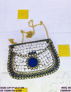 Craftstages International Premium Metal <b>Clutch</b> Bag | Mix Colour Handcrafted <b>Wedding</b> Evening Purse Metal Chain 1-1.9L Capacity - Product Image 2