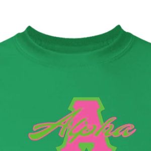 Camiseta Verde de Manga Corta con Estampado Gráfico de Letras Griegas, Cuello Redondo, Estilo Casual de Algodón, Prenda Superior para Mujer, Ropa de Calle para Uso Diario - Product Image 6
