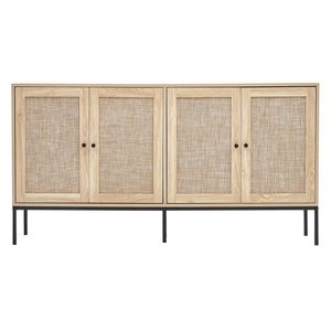 Adjustable Shelves Rattan Storage Cabinet with 4 Magnetic Doors <b>Sideboard</b> Buffet for Hallway Entr <b>Kitchen</b> Cabinets - Product Image 1