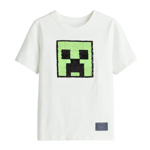 T-shirt pour garçons, blanc, dessin animé, respirant, design à sequins, col rond, manches courtes, coton, décontracté, couleur personnalisée, vente en gros, gratuit - Product Image 3
