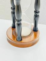 Sablier en bois fait main de 7 pouces avec sable rose |   Décoration de table pour fête d'anniversaire avec design croix d'ange rustique