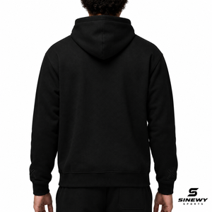 SINEWY SPORTS Men's <b>Black</b> Hooded Sweatshirt Regular Fit <b>Fleece</b> Cotton Casual Winter Style Pocket Design Front Logo Print - Product Image 5