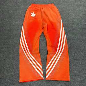 Pantalones Deportivos Personalizados para Hombre, Estilo Vintage Hip-Hop, Corte Acampanado, Algodón French Terry, Parches de Encaje, Bordado, Cintura Elástica, Peso Medio, Transpirables - Product Image 5