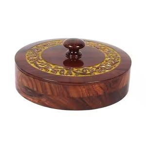 Boîte à chapati en bois durable, boîte de rangement pour roti en bois massif avec couvercle pour la maison, la cuisine, la table à manger - Product Image 1