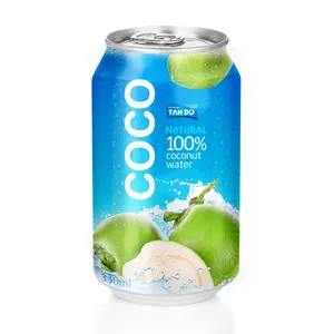 Agua de coco enlatada Premium con pulpa 330ml El costo más bajo del fabricante profesional Etiqueta privada