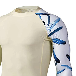 Custom Heat-Transfer Blank Wholesale Men's Long Sleeve Rash Guard UPF50 Protection Spandex/Polyester Quick Dry Breathable - Product Image 3