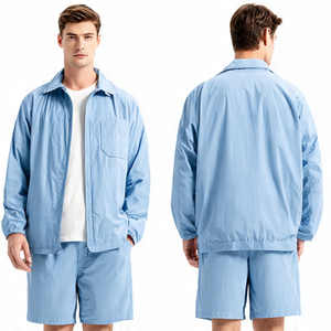Ensemble deux pièces pour femme, coupe-vent et short de pluie, imprimé uni, style Letterman, léger, coupe régulière, imperméable, vente en gros - Product Image 2