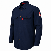 Camisa de Trabajo Unisex Azul Marino 2026, 100% Algodón FR, Manga Larga, para la Industria de Soldadura, con Bolsillos en el Pecho, Transpirable, Corte Regular