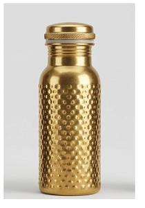 Botellas de cobre de lujo con acabado en pátina verde, diseño moderno con patrón hexagonal, artículos de bebida portátiles para viaje. - Product Image 5