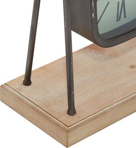 Horloge à pendule en bois avec base en bois, horloge de table analogique décorative pour la maison et le bureau - Product Image 6