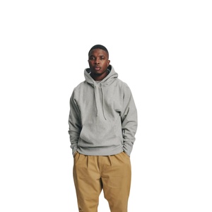 Sudadera con Capucha Gris para Hombre, Color Sólido, Algodón French Terry, Estilo Casual con Bolsillo Canguro, para Otoño - Product Image 1