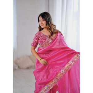 Diseñador Performance Wear Sari con hilos de bordado Codificación Lentejuelas Trabajo - Product Image 4