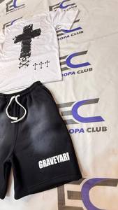 Ensemble T-shirt et short pour homme, streetwear d'été, décontracté, 2 pièces, respirant, en coton, imprimé en sérigraphie - Product Image 3